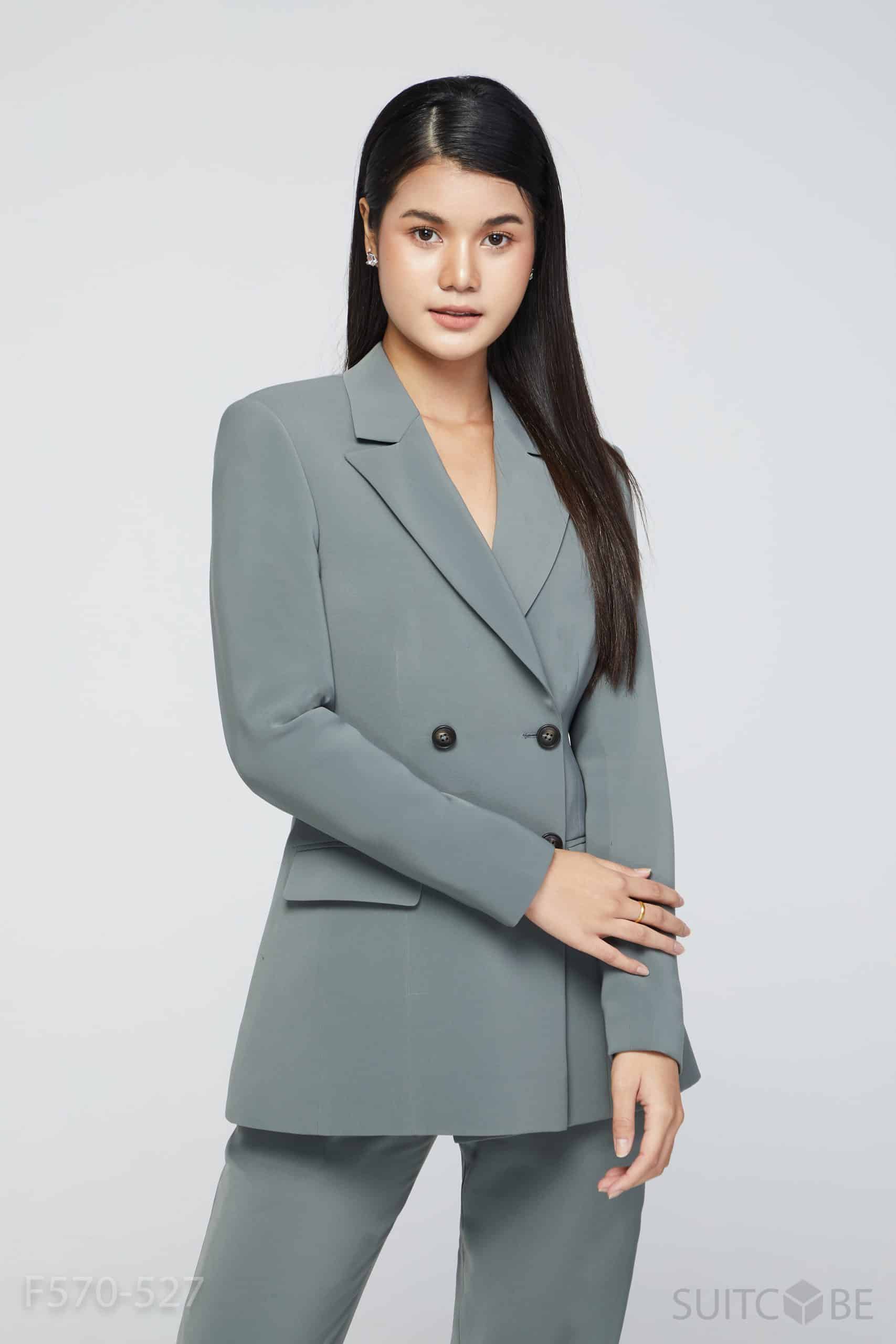 สูทสีเทาเข้ม ผู้หญิง Camila sage green F570-527 | SUITCUBE สูทสีเทาเข้ม ผู้หญิง Camila Sage Green F570-527 | Suitcube
