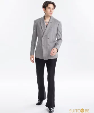 สูทกระดุมสองแถว Stripe Light Grey TM-AI-2315