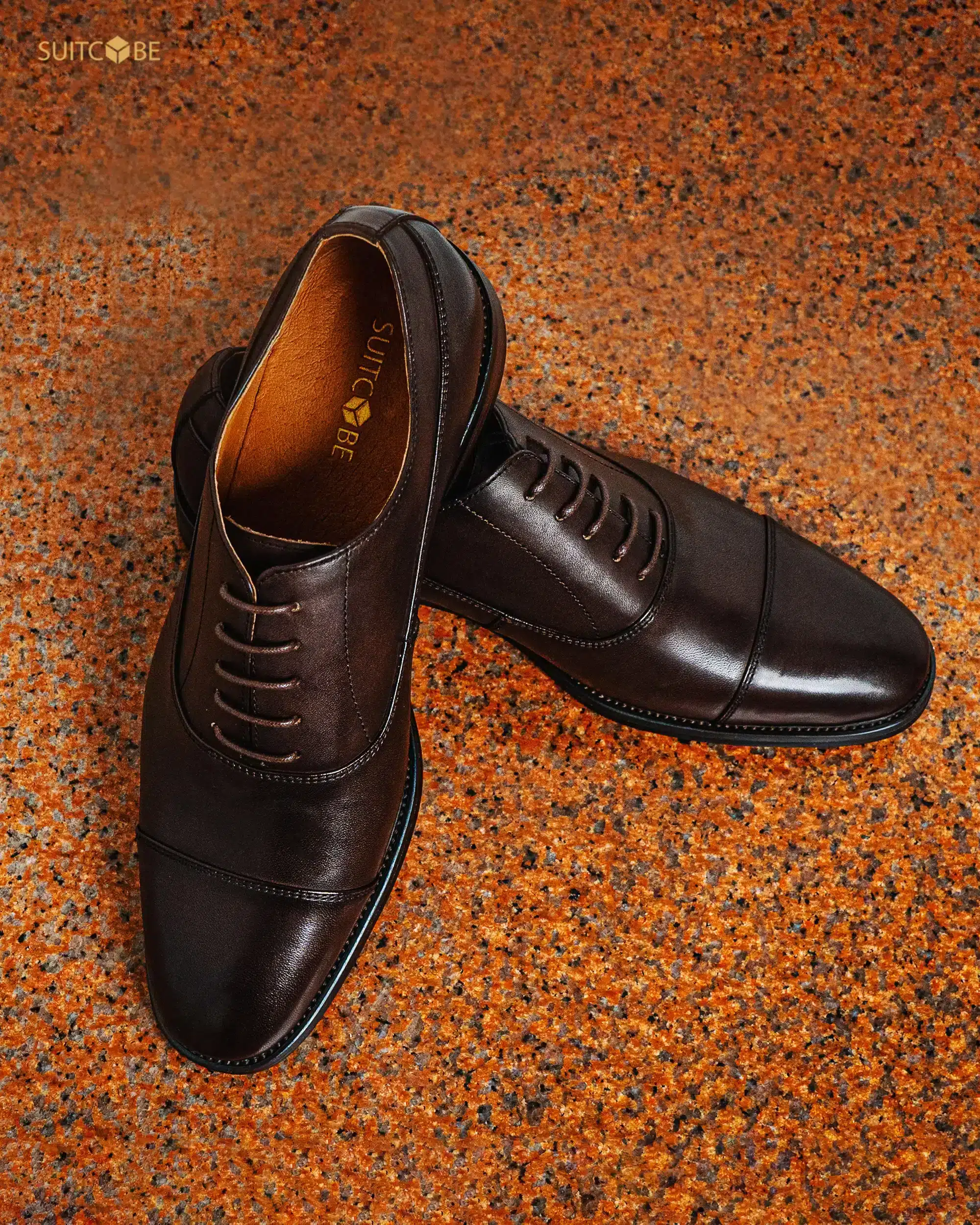 รองเท้าหนังสีน้ำตาล Cap toe Oxford Coffee H322-W01-CF SUITCUBE