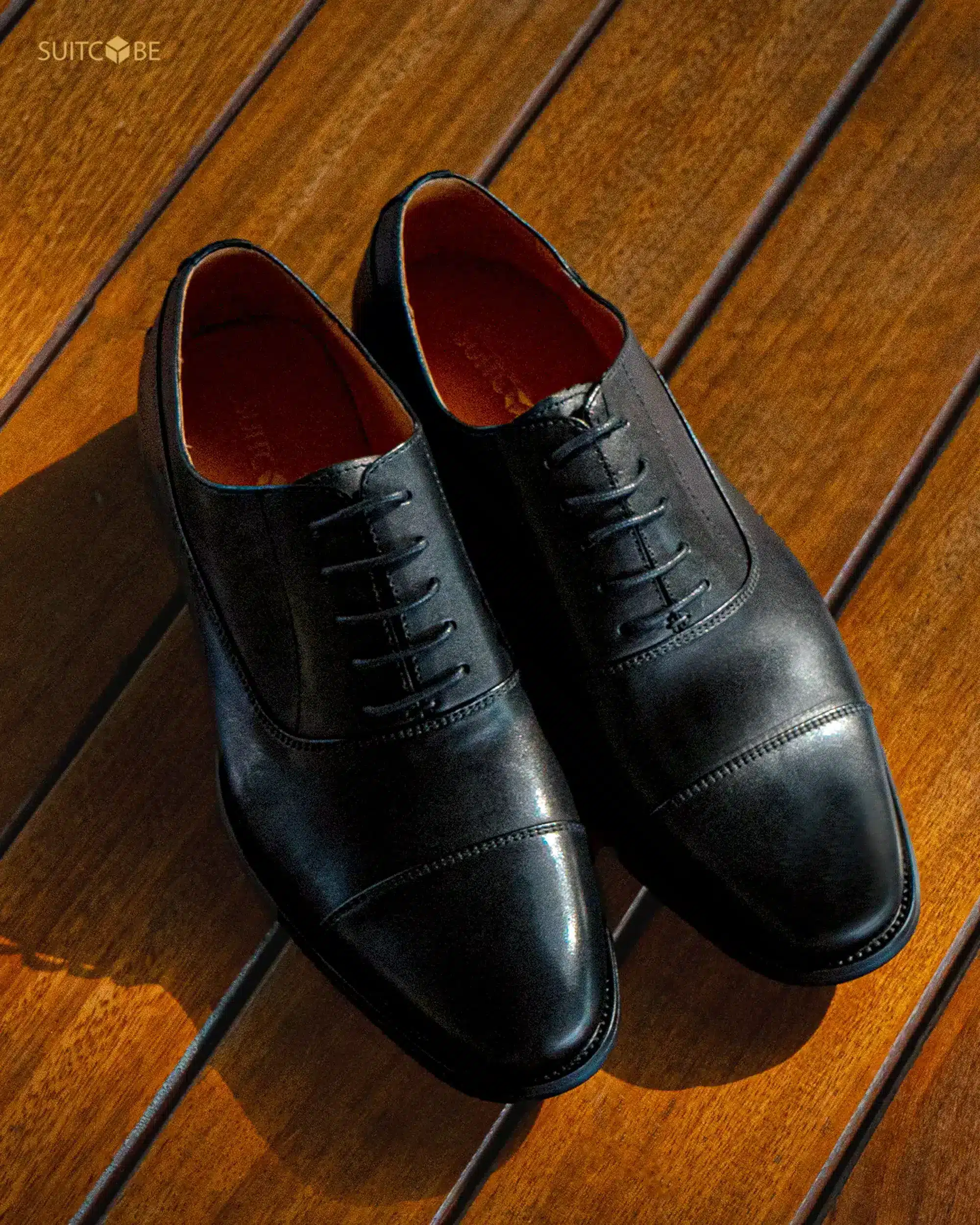 รองเท้าหนังสีดำ Cap toe Oxford Black H322-W01-BLK SUITCUBE