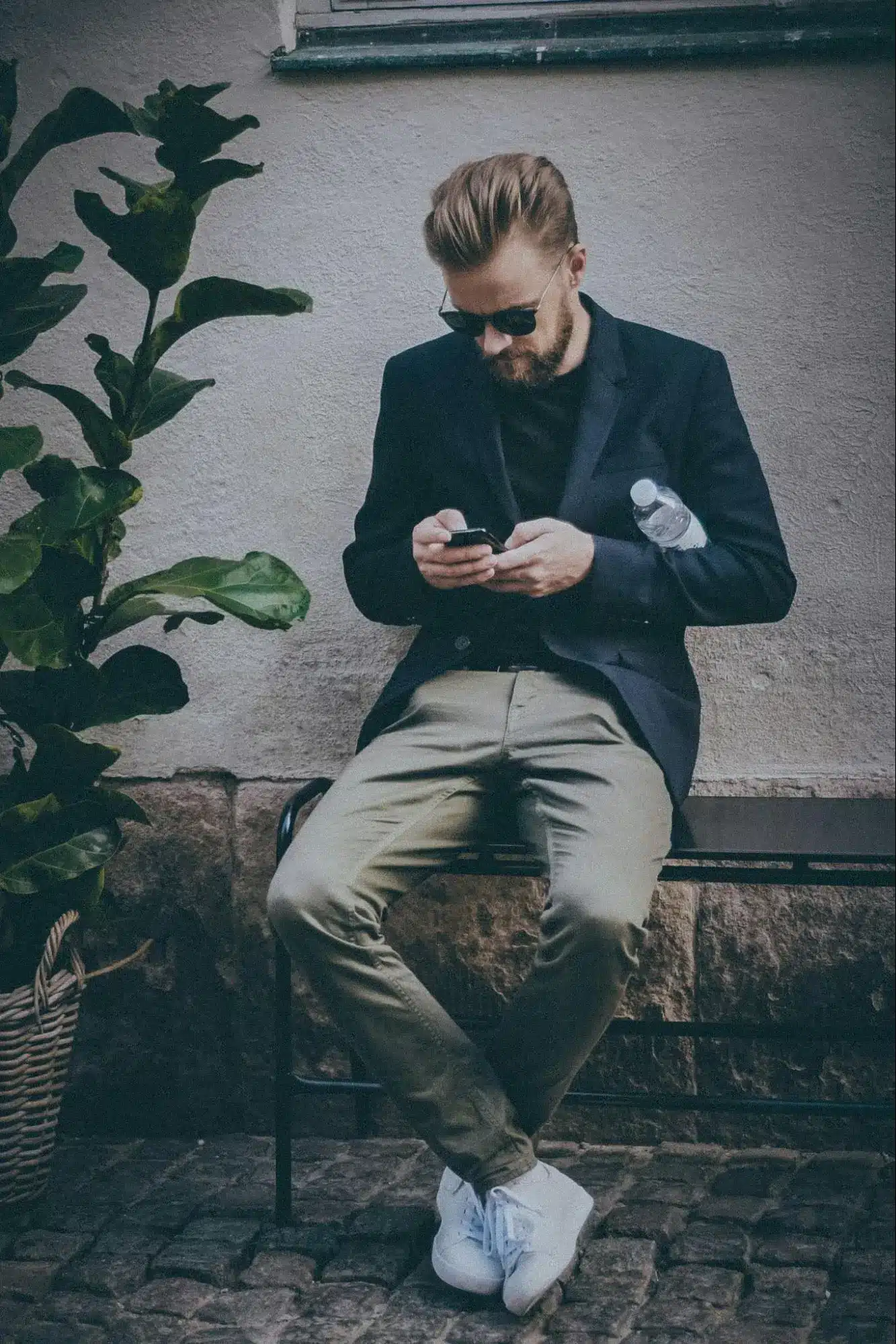 business casual suit jeans